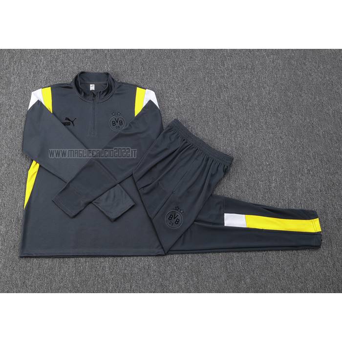 Tuta da Track de Felpa del Borussia Dortmund 2023-2024 Grigio